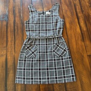 Vintage 90s Plaid Mini Dress Belted Y2K Preppy Schoolgirl